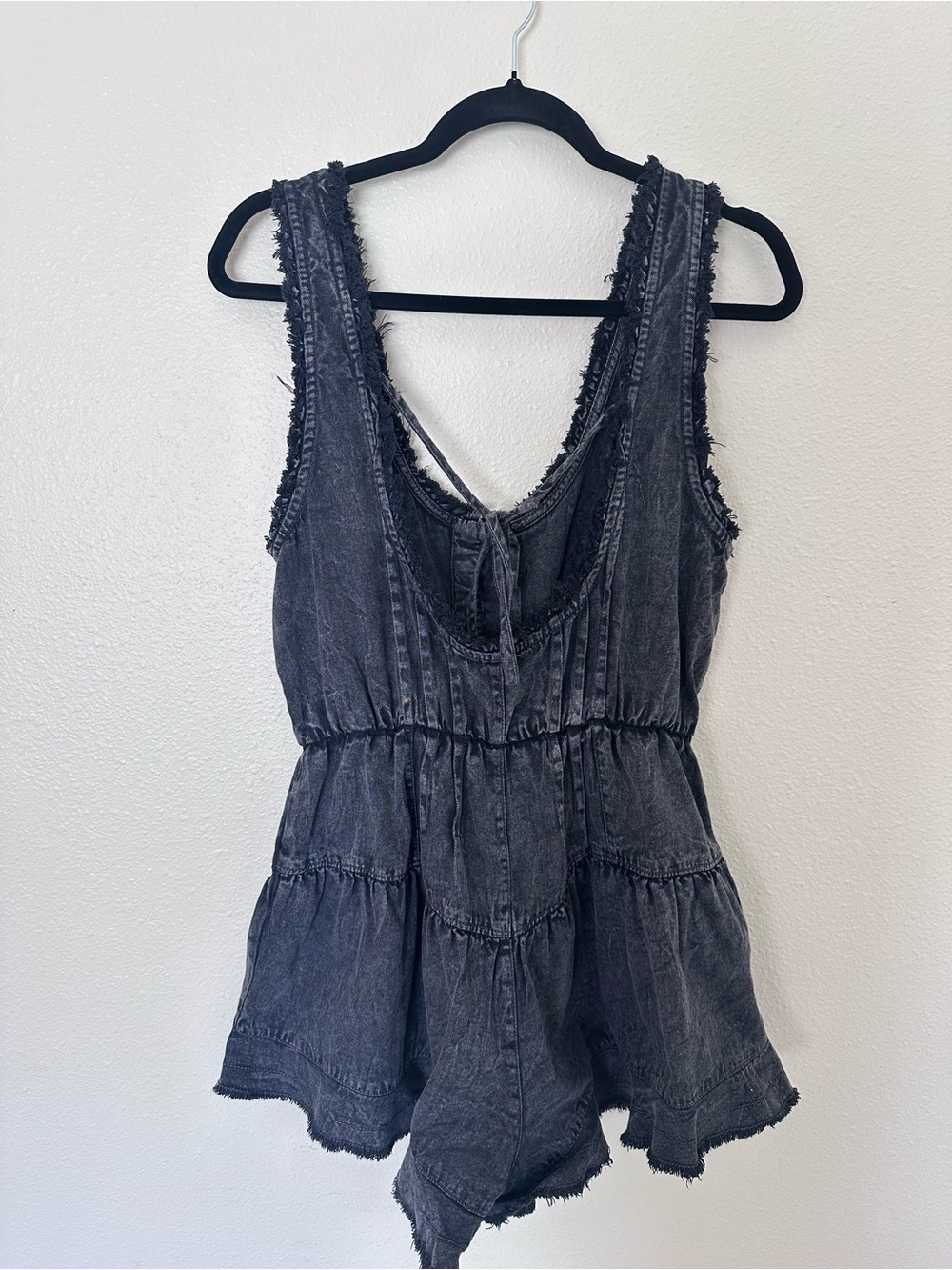 Free People Washed Black Denim Romper - Picture 3 of 5